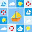 Blue background with ship.