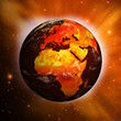Planet Earth showing Europe and Africa with Global Warming