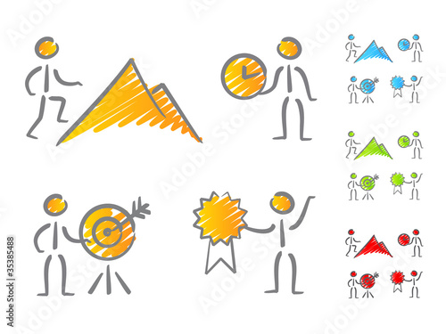 Vektor: People achievements icons scribble People achievements icons scribble