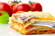 Italian lasagna dish with tomatoes