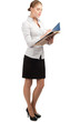 Business woman writing in documents