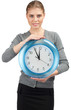 Business woman with big clock