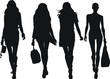 set of elegant, stylized fashion models figure