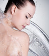 Portrait of beautiful woman with water