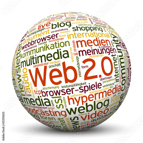 Vector: Kugel, Web 2.0, Multimedia, Wortwolke, Keywörter, 3D Kugel, Web 2.0, Multimedia, Wortwolke, Keywörter, 3D