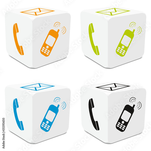 Vektor: Würfel, Kommunikation, Support, Symbole, Auskunft, 3D Würfel, Kommunikation, Support, Symbole, Auskunft, 3D