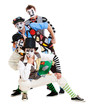four mimes over white background four mimes over white background