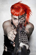 woman armed in cyberpunk style