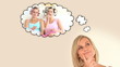 Blonde woman thinking about having fun