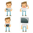 set of funny cartoon casual man