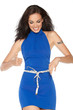 Young female controlling her waist measurement