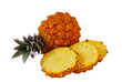 One whole and one sliced fresh pineapples One whole and one sliced fresh pineapples