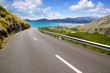 curve of road in mountain with Pollensa view in Mallorca