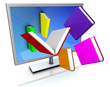 Monitor mit Büchern