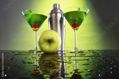 Photo: Apple martini and shaker Apple martini and shaker