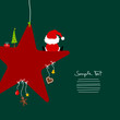 Santa Sitting On Red Star & Symbols