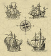 Pirate map with sailboats