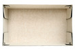 Top view on empty cardboard box isolated on white background