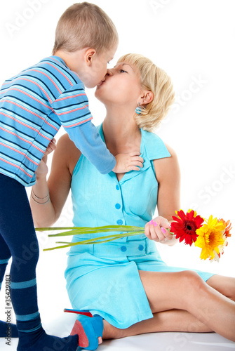 Photo: Son kisses mother loved Son kisses mother loved