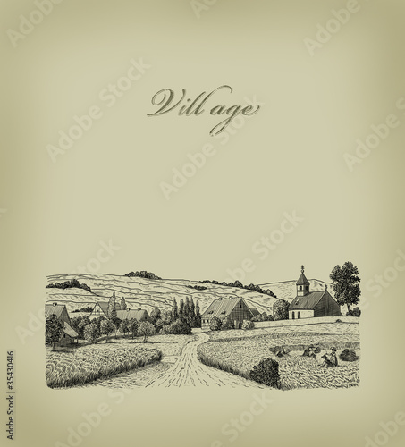 Illustration: Old village illustration Old village illustration