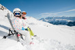 Skiing - portrait of resting skiers (copy space)