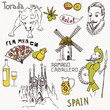 Love Spain, doodles symbols of Spain. Love Spain, doodles symbols of Spain.