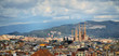 panorama of barcelona, rain, cathedral sagrada familia, spain panorama of barcelona, rain, cathedral sagrada familia, spain