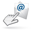 Vector: Left-handed cursor on e-mail envelope Left-handed cursor on e-mail envelope
