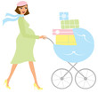 Young attractive pregnant woman with a stroller Young attractive pregnant woman with a stroller