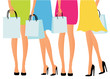 Young girls in colorful dresses with shopping bags