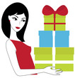 Young woman holding a pile of gifts Young woman holding a pile of gifts