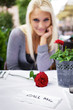 Flirting woman on restaurant