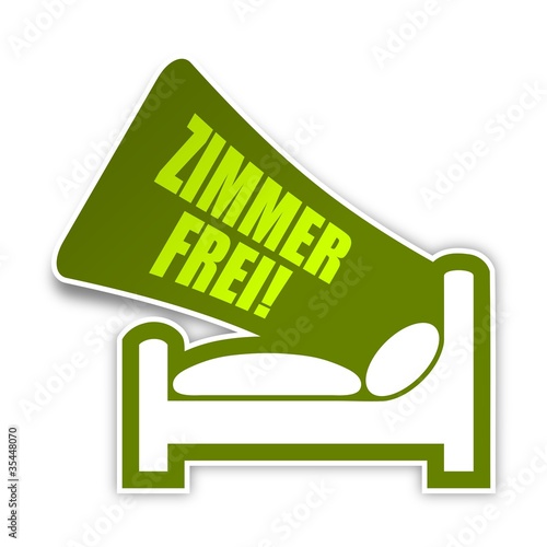 Illustration: sticker bett zimmer frei! 1 sticker bett zimmer frei! 1