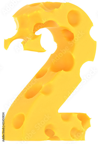 Illustration: Cheeze font 2 number isolated on white Cheeze font 2 number isolated on white