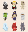 Cartoon Halloween monster icons Cartoon Halloween monster icons