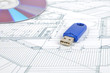 Photo: USB disk ,DVD and blueprint USB disk ,DVD and blueprint