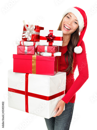 Photo: Asian christmas santa woman shopping gifts Asian christmas santa woman shopping gifts