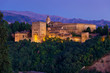 Alhambra de Granada, panoramic of Nasrid Palaces at dusk