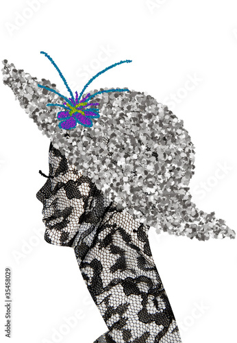 Illustration: donna con cappello donna con cappello