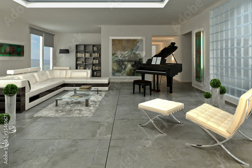 Illustration: Loft with a piano I (drawing) Loft with a piano I (drawing)