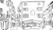 old town - illustration sketch old town - illustration sketch