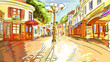 old town - illustration sketch old town - illustration sketch