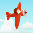 Airplane in the cloud sky with pilot