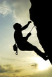 Silhouette of climber at the sunset.