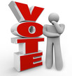 Vote Thinking Person Stands Beside Word Considering Options