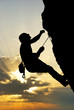 Silhouette of climber at the sunset.