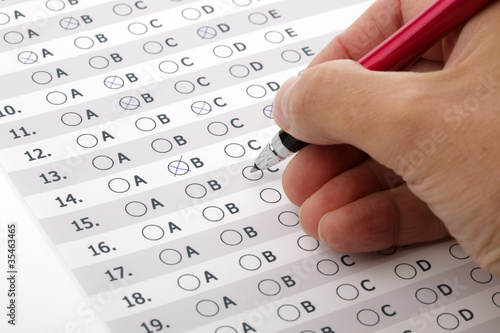Photo: Customer service satisfaction survey or exam multiple choice Customer service satisfaction survey or exam multiple choice