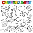 Vector: Coloring book candy and cakes Coloring book candy and cakes