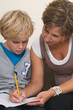 Doing homework with mother