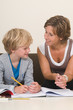 Doing homework with mother